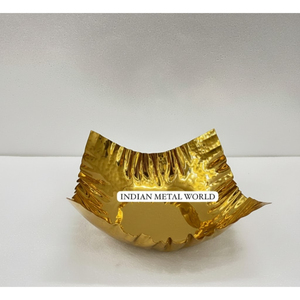 Bol à chocolat élégant de couleur or, design de créateur, de haute qualité, rectangulaire, centre de table, bol de service, design ondulé, vaisselle de fête - Product Image 1