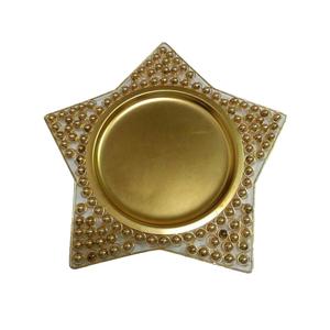 Plateau de serveur de nourriture en forme d'étoile assiette de finition antique plaquée or pour la cuisine de restaurant - Product Image 2