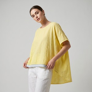 T-shirt à manches courtes High-Low avec bordure contrastée, 100 % viscose, taille unique (tailles 36-44) - Product Image 1
