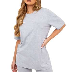 2025, último diseño, camiseta ajustada informal para mujer, Camiseta lisa de manga corta de lona de alta calidad, venta al por mayor - Product Image 6