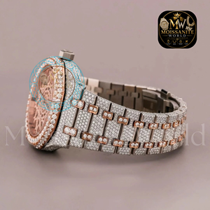 Montre mécanique de luxe pour homme, boîtier octogonal, acier inoxydable, lunette sertie de diamants, cadran analogique, verre saphir, fermoir déployant - Product Image 2