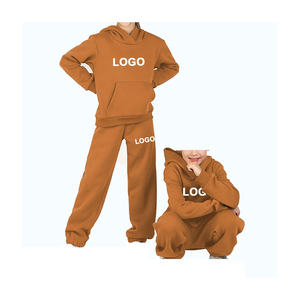 Ropa deportiva unisex para niños en blanco liso de invierno, Conjunto de sudadera con capucha de 2 piezas, ropa para niños, chándal para niños, chándales para niños - Product Image 6