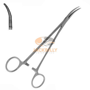 HALSTED Instrumentos médicos quirúrgicos Premium Fórceps de arteria curva 1x2 dientes 21,0 cm Hemostasia de sujeción vascular de acero inoxidable - Product Image 1