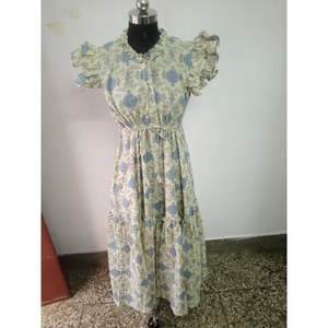 ชุดเดรสชิ้นเดียวพิมพ์ลายทำมือสไตล์ลำลองหรูหราสำหรับสาวออฟฟิศยาวถึงเข่า XS XL - Product Image 5