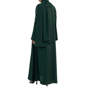 2024 Offre Spéciale femmes élégant dubaï Abaya respirant fleuri brodé manches longues grande taille modeste islamique vêtements pour femmes - Product Image 4