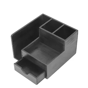 Organizador De Mesa De Madeira Multipurpose com Gavetas Preto Lápis De Madeira Natural Papelaria Titular Arquivo Racks Acessórios De Armazenamento De Mesa