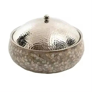 Plato de frotamiento chapado en oro de lujo con grabado a mano y tapa de acero perfecto para servir comida de olla caliente de buffet de hotel y boda - Product Image 4