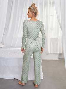 Pyjamas pour femmes, ensembles de nuit à pois, vêtements de nuit personnalisés, coton bambou, vente en gros, ensemble de pyjama pour femmes - Product Image 6