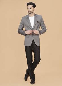Blazer classique pour homme de qualité export, gris foncé, pour les réunions d'entreprise et les tenues de soirée, disponible au prix d'exportation - Product Image 2