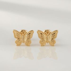 Boucles d'oreilles clous papillon en or 18 carats et platine pour femmes, bijoux fins de luxe, tendance, élégants, OEM Thaïlande - Product Image 1