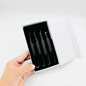 Pince à épiler d'extension de cils à revêtement noir en acier inoxydable de qualité supérieure, prise solide, prix de gros durables - Product Image 3