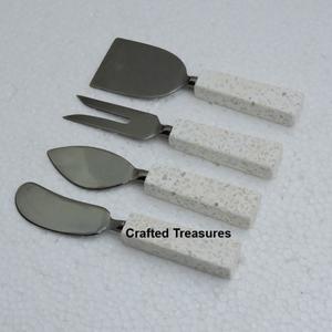 Ensembles de couverts à fromage élégants royaux outils avec manche en béton doré Couteau à fromage fait à la main Ensemble de fromage trancheuse à beurre SS luxueux - Product Image 5