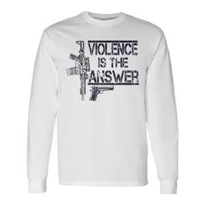 T-shirt à manches longues pour la résolution des conflits 'La violence est la réponse' - Produit promotionnel - Product Image 1