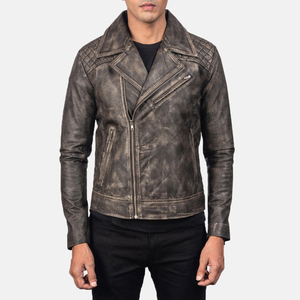 Blouson en cuir pour homme 2024, personnalisé, effet vieilli, haute qualité, coupe-vent, tissu fin enduit, écologique, respirant, idéal pour l'hiver - Product Image 2