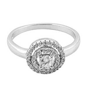 Anillo de Diamantes con Halo de Plata para Mujer, Regalo de Compromiso - Product Image 2
