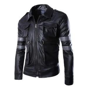Vestes en cuir pour hommes Vêtements Veste pour hommes Full Zip Vintage Veste en cuir de moto en détresse pour hommes - Product Image 6