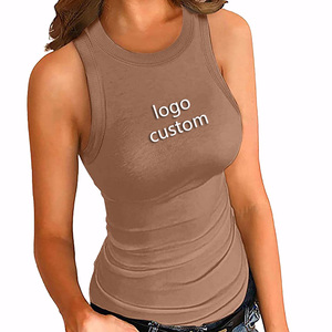 Vente en gros de débardeurs fins en maille unie pour femmes grande taille, personnalisés, d'été, élastiques, sexy, de haute qualité et confortables - Product Image 2