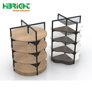 Estante de Exhibición Redondo de Madera y Metal, Góndola Circular para Supermercado, Exhibidor de Mercancía de 4 Vías para Tienda Minorista - Product Image 3