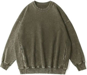 Sweat-shirt oversize pour femme en coton épais avec doublure en polaire, effet délavé à l'acide, pour femmes - Product Image 5