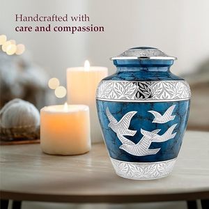 Mosaico de tamaño adulto grande hecho a mano, urna de cremación de cristal de aluminio, azulejos individuales aplicados a mano de estilo europeo para funerales únicos - Product Image 5