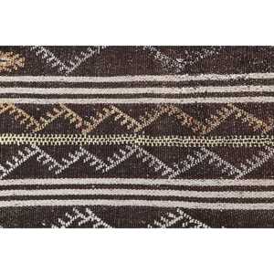 Alfombra Turca Vintage de 1.8x6.3 pies (54x192 cm), Alfombra Kilim Marrón con Bordes Blancos - Product Image 5