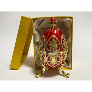 กล่องเครื่องประดับโลหะทรงไข่ของชนชั้นสูงดีไซน์เนอร์ทำมือทนทานสำหรับใส่แหวนต่างหูสร้อยคอสมบัติล้ำค่า - Product Image 1