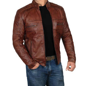 100% veste en cuir élégant en cuir véritable pour hommes coupe ajustée personnalisée - Product Image 6