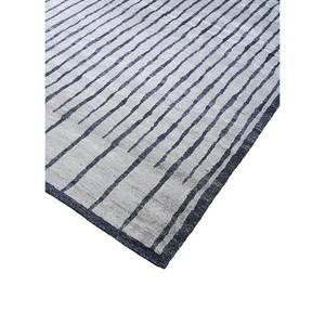 Azalea Hand Knotted Viscose <b>Boho</b>-Style <b>Rug</b> Striped Abstract Rectangle for Living Room Hallway-Model Sipv-07 Grey Black 10mm - Product Image 2