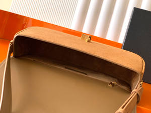 2025 New Arrival: Suede Camel-Colored Fashion Handbag for <b>Women</b>, Classic Retro Style, <b>Gold</b>-Plated Buckle Shoulder <b>Bag</b> - Product Image 3