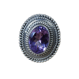 925 Plata de Ley sólida clásico mejor diseño hecho a mano cabujón anillo amatista piedra preciosa 925 Plata estampada joyería de plata de moda - Product Image 1