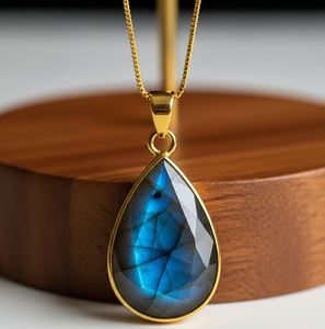 Vente chaude chaîne délicate en argent Sterling 925 avec pendentif en Labradorite bohème or 18 carats cristal de guérison mode breloques délicates - Product Image 3