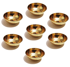 Polished Brass <b>Dessert</b> <b>Bowl</b> 6-Piece Set Classic Design Dishwasher Safe Eco-Friendly Dinner Table Decorative Item Crafts - Product Image 1
