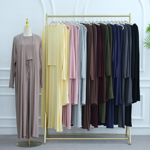 Ensemble Loriya 3 pièces : Abaya longue, gilet intérieur et pantalon large, tenue décontractée respirante en modal pour <span class=keywords><strong>l</strong></span>'été 2026 - Product Image 3