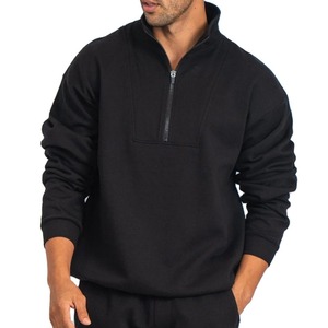 Sweat-shirt à demi-fermeture éclair en coton de haute qualité pour hommes OEM ODM Custom Factory Mock Neck Hoodies Half-Zip Sweatshirts - Product Image 6