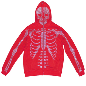 Fabricants personnalisés de vêtements de rue en éponge français vintage pour hommes, sweats à capuche surdimensionnés avec fermeture éclair et impression en strass, lavage à l'acide, épaule tombante 3D - Product Image 2