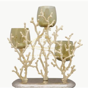 Elegante forma redonda Metal vidrio T soporte de luz diseño Floral marco de soporte Color dorado accesorios decorativos para el hogar suministro de fábrica - Product Image 4