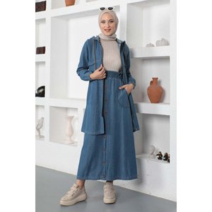 Conjunto de Dos Piezas de Mezclilla Largo Estilo Casual con Capucha, 100% Algodón, para Reino Unido - Product Image 6
