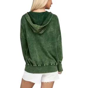 Fabricant de vêtements vente en gros personnalisé 430 Gsm 100% coton Vintage sweats à capuche lavés à l'acide pour les femmes - Product Image 2