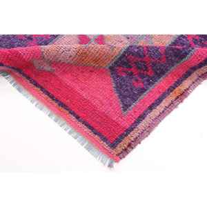 Alfombra Turca Vintage, Alfombra de Pasillo de 3.3x10.1 pies, Alfombra de Lana Sólida Roja y Morada - Product Image 5