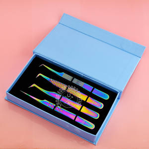 Pince à cils à pointe en fibre 90 degrés pour extension de cils, outil de volume pour la pose et le retrait de bouquets de cils en volume intense - Product Image 1