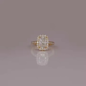 Bague de fiançailles en or 10/14/18 carats avec diamant de laboratoire de dernière coupe bague de fiançailles de mariage bijoux faits à la main pour les femmes - Product Image 1