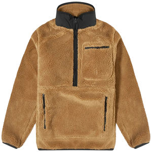 Custom Men's Half Zip Pullover Winter Jacket Soft Fleece <b>Sherpa</b> Turtleneck Multi-Pocket Outerwear Wool Camouflage Patchwork - Product Image 1