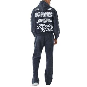 Survêtement épais délavé à l'acide, style streetwear tendance et unique, avec motif gaufré, à prix abordable - Product Image 4