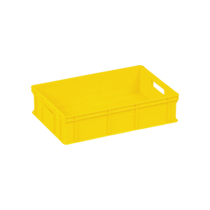 Caja de Plástico Amarilla, Paredes Sólidas, Base Sólida, Apilable, Caja de Almacenamiento, Material Virgen, Resistente, Contenedor Industrial para Carga y Alimentos - Product Image 1