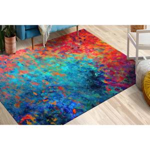 Tapis imprimé à motifs vibrants, accent moderne et coloré pour la décoration intérieure, tapis en velours de luxe - Product Image 1
