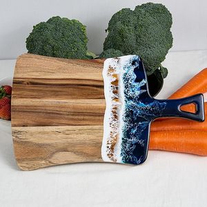 HF Crafts Planche à découper en bois et résine époxy avec poignée pour la maison et l'hôtel Ustensiles de cuisine pour planches à découper Charcuterie - Product Image 5