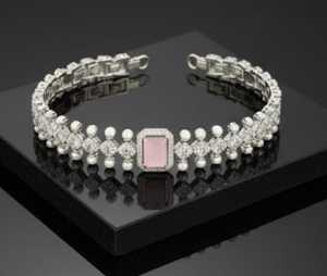 สร้อยข้อมือเพชร CZ สไตล์อเมริกันที่ทันสมัยหินสีขาวโรเดียมขัดทันสมัยและสง่างามสำหรับทุกโอกาส - Product Image 3