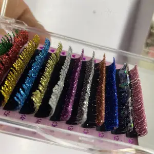 Classic Eyelash Extensions Glitter Colorful Eyelash Extension Colorful Eyelash Extension Manufacturer Natural Light Super Soft