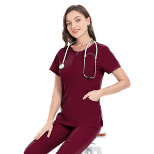Personalizado de las mujeres cómodas de poliéster Spandex Jersey de tela de enfermería Scrubs Nuevo conjunto de uniformes de hospital diseñados para los médicos - Product Image 4