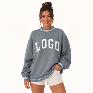 Wholesale Custom Hot Trending Blank Women Oversized <b>Mock</b> <b>Neck</b> Pullover High Elastic Comfort Casual <b>Tops</b> - Product Image 1